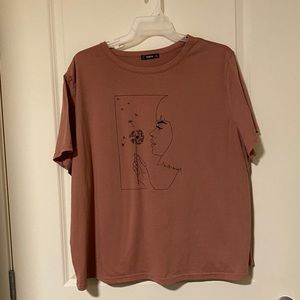 👓 Girl Blowing Flower Mocha-colored Tee 👓